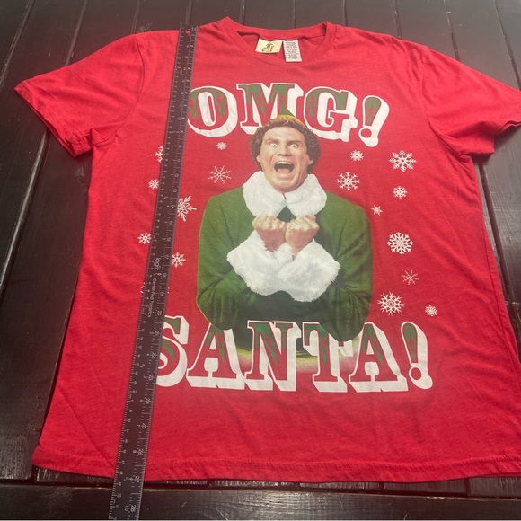 ELF WILL FARREL OMG SANTA CHRISTMAS Red Men's T-Shirt Large - Picture 5 of 5